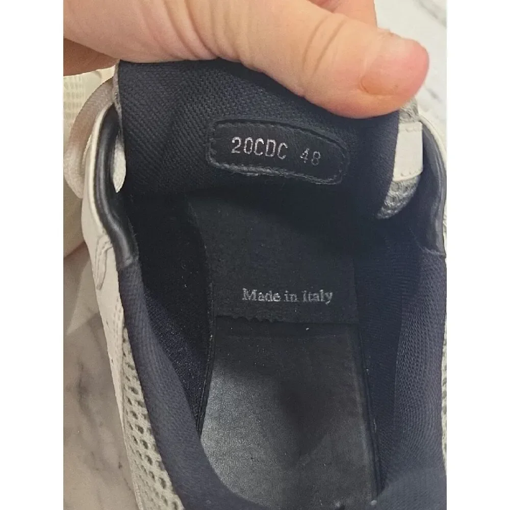 Dior Men’s Athletic Sneakers in White, Gray, Black with Orange Sole